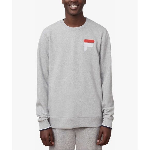 Fila Men Sweatshirt Size Medium Gray 100%‎ Cotton Logo Long Sleeve Crew Neck - Picture 2 of 9
